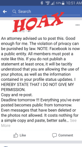 FB Privacy notice hoax
